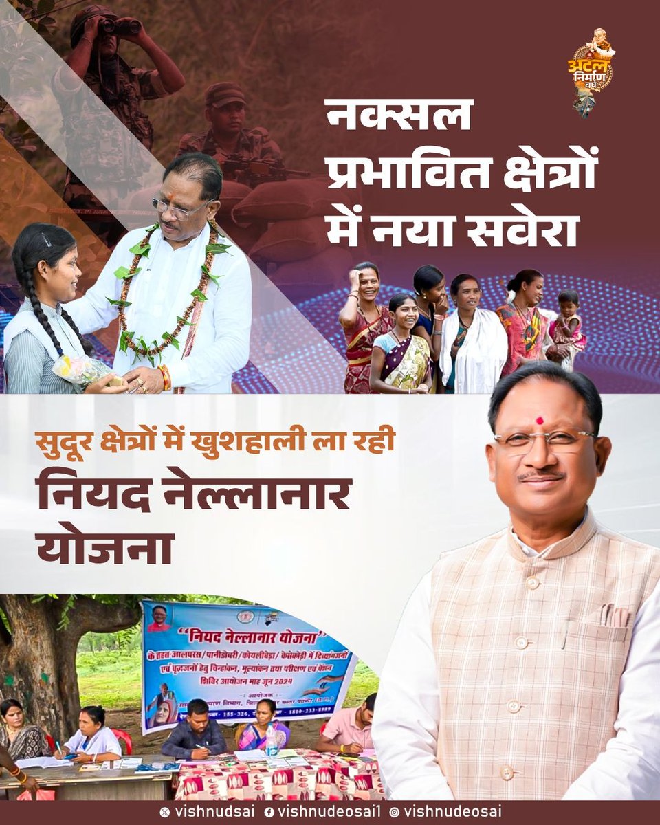 नक्सल प्रभावित क्षेत्रों में नया सवेरा
सुदूर अंचलों में खुशहाली ला रही "नियद नेल्लानार योजना"।

#संवर_रहा_छत्तीसगढ़
#नक्सलमुक्त_बस्तर