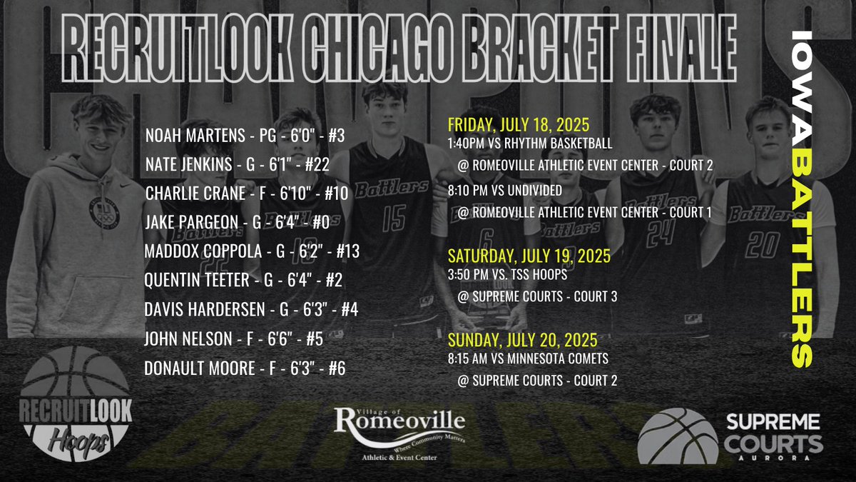 Iowa Battlers - Class of 2026 (@battlers2026) on Twitter photo Finally have the updated schedule for this weekend in Chicago! Big thanks to all the coaches who’ve been patient and plan to watch this group live. Truly appreciate <a href="/MikeEnright_RL/">Mike Enright</a> and <a href="/RL_Hoops/">RecruitLook Hoops</a> for working with me—don’t think anyone else would’ve. Could make a real difference Finally have the updated schedule for this weekend in Chicago! Big thanks to all the coaches who’ve been patient and plan to watch this group live. Truly appreciate <a href="/MikeEnright_RL/">Mike Enright</a> and <a href="/RL_Hoops/">RecruitLook Hoops</a> for working with me—don’t think anyone else would’ve. Could make a real difference