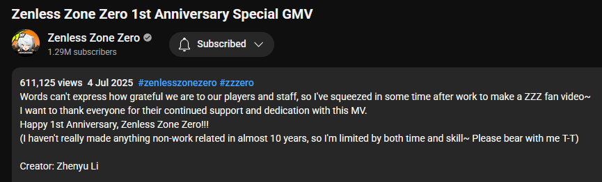 Ubatcha1's tweet photo. I don't know how many people noticed this but if you didn't -

The ZZZ Dev team are the best team in Hoyo ngl, not only do they consistently work overtime to stay within their budget and still deliver on ZZZ for the fans exceeding what they're meant to but also stuff like this https://t.co/SLiZvT5dyg