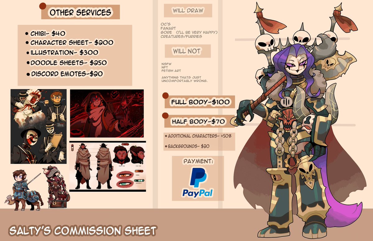 SaltyPokerFace's tweet image. Aight reopening comms once more! 5 slots avail.