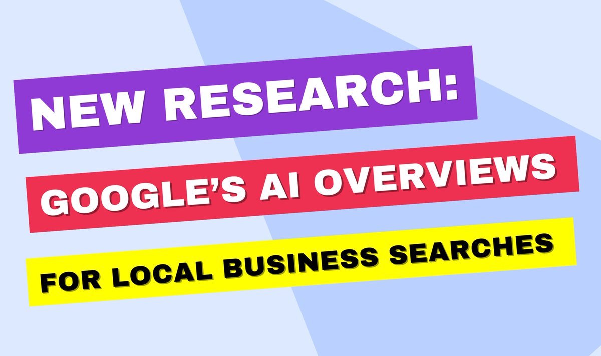 New Research Alert: AI Overviews &amp; Local Business Searches

AI Overviews are now showing up in 68% of local business queries on average, according to our latest study.  bit.ly/43w4p3n