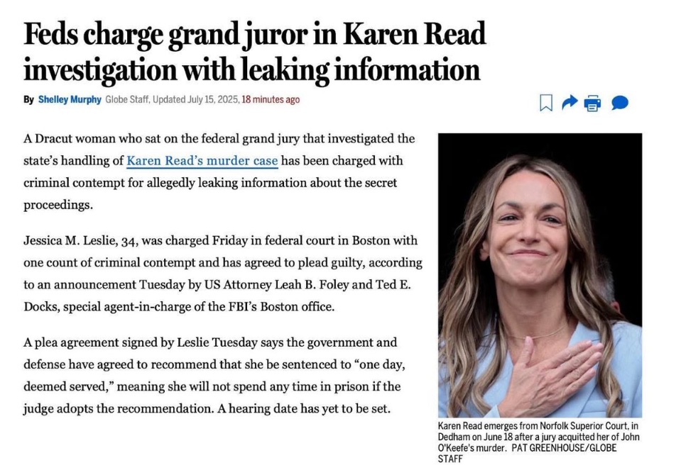 AmberWoods100's tweet image. 🚨NEW Grand Juror in Karen Read investigation charged with leaking information. 

I will leave this right here 👇

#KarenReadTrial 
#karenreadretrial 
#justiceforjohnokeefe