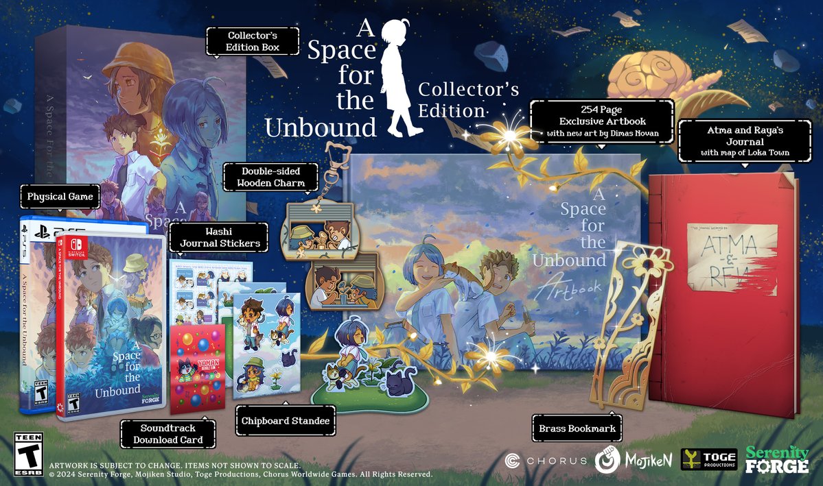 SerenityForge's tweet image. Both physical editions of A Space for the Unbound are 50% off all week at our store! 💫
Embark on a beautiful pixel art adventure about overcoming anxiety, depression, and exploring the bond between two children with supernatural powers 📕✨
store.serenityforge.com/collections/su…