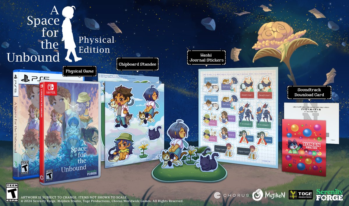 SerenityForge's tweet image. Both physical editions of A Space for the Unbound are 50% off all week at our store! 💫
Embark on a beautiful pixel art adventure about overcoming anxiety, depression, and exploring the bond between two children with supernatural powers 📕✨
store.serenityforge.com/collections/su…