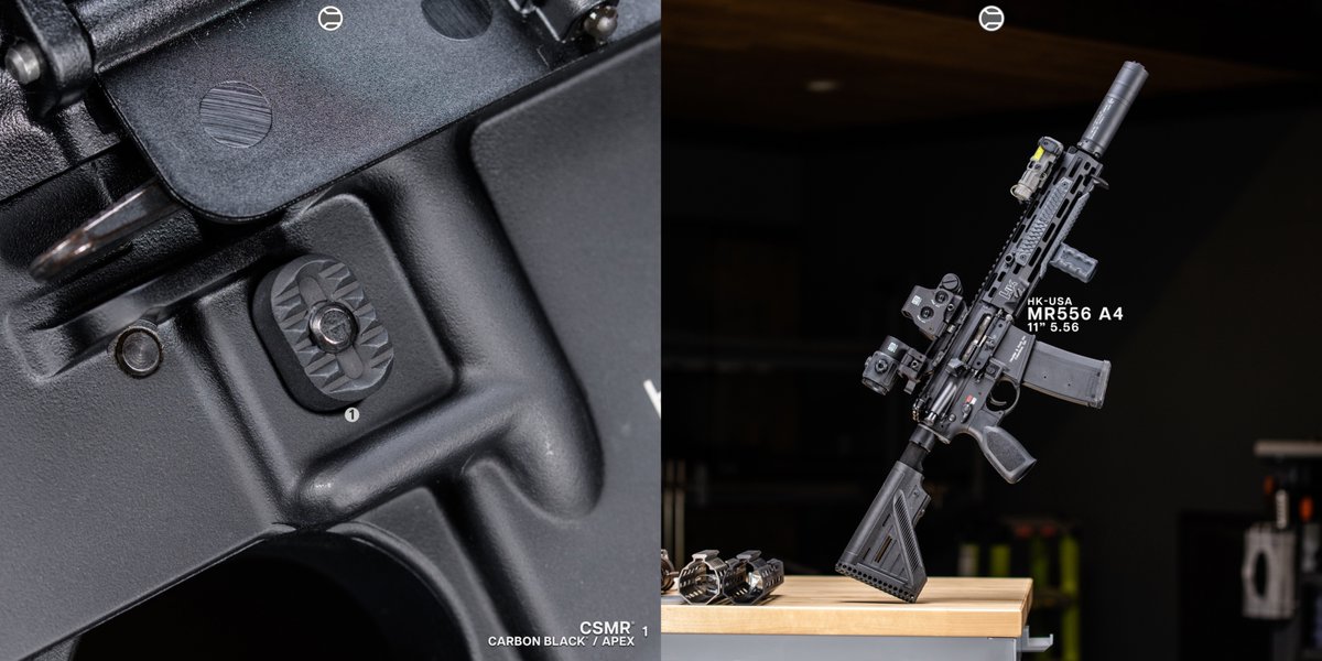 RailScales QTR-LT Stop Ultra Wide Hand Stop, RSBM-P Polymer M-LOK VFG, 3.5-Slot Sniper Grey Dragon HTP XOS-H & XOS-W M-LOK Scales, MonoLift Riser, CSMR Mag Button | Heckler and Koch 11" MR556 A4 5.56 SBR, B&T USA MARS 5.56 QD Suppressor, EOTech OGL Laser, EOTech EXPS3-0 HWS & G43 Magnifier, Magpul Single Window EMAG, H&K 416 Battle Grip & 416/MR556 Slim Line Buttstock.