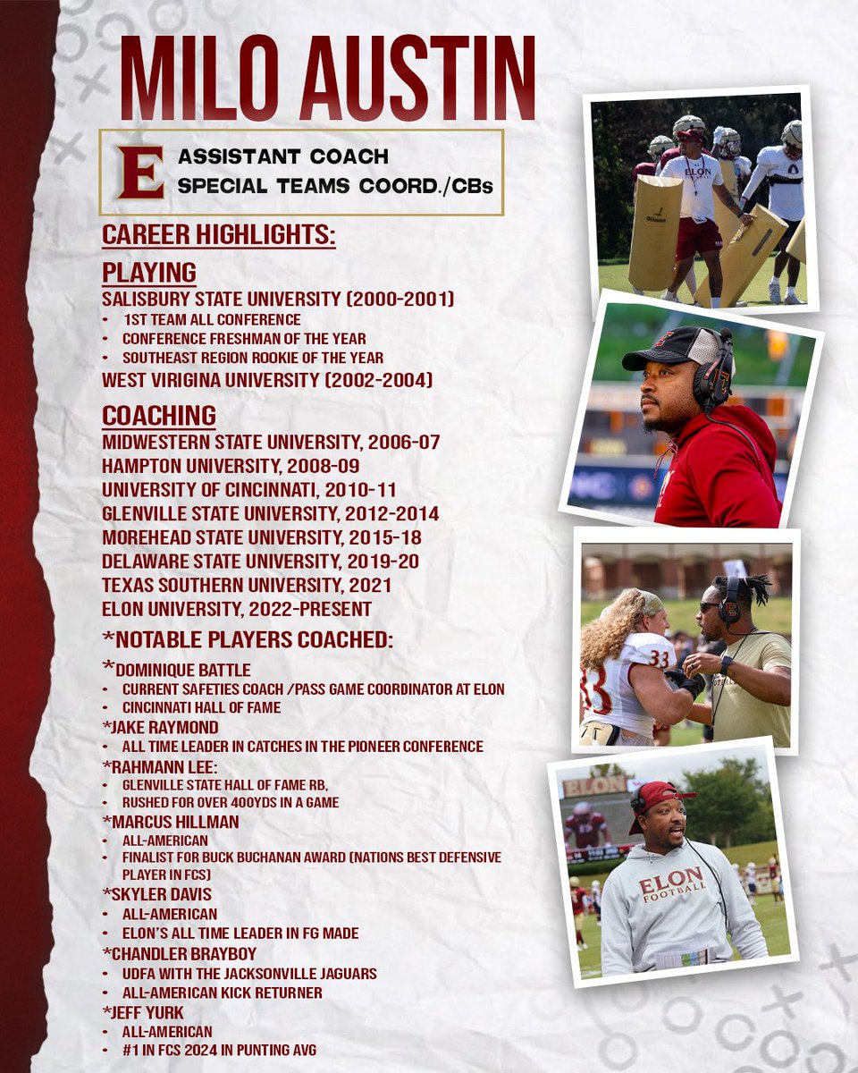 ElonFootball's tweet image. Next up in our Spotlight Series: Our WEFENSE Commander who leads the charge for our special teams and secondary. @CoachMAustin
#CoachesSpotlight |#Developers | #AED | #WEFENSE
