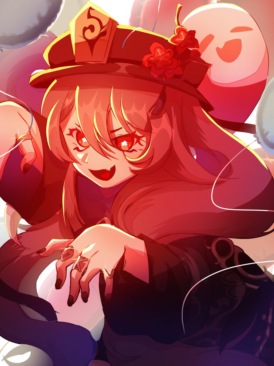 HAPPY BIRTHDAY #HuTao !!!!! 

This is my first ever fan art of her!! Heh... Don't look at the hands... 
#GenshinImpact #GenshinImpact #genshinimpacthutao #genshinhutao #birthday