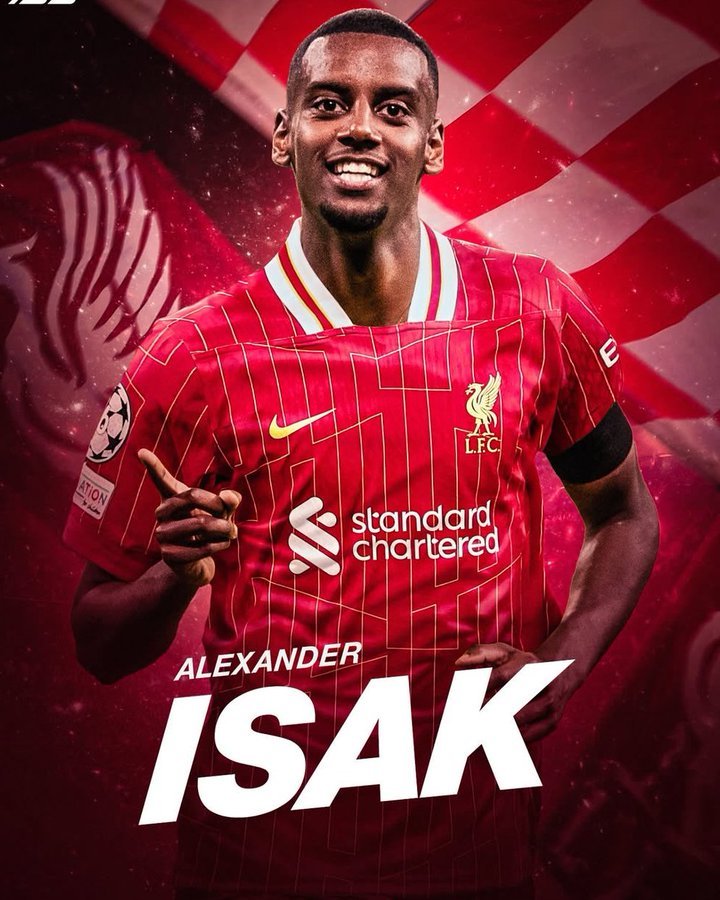 Isak novo atacante do Liverpool 

Newcastle United está se preparando para uma oferta oficial do Liverpool por Alexander Isak, a cerca de 120 milhões de libra esterlina.
O valor total com bônus pelo sueco é 130 milhões libra. A negociação feita pelo diretor esportivo do Liverpool