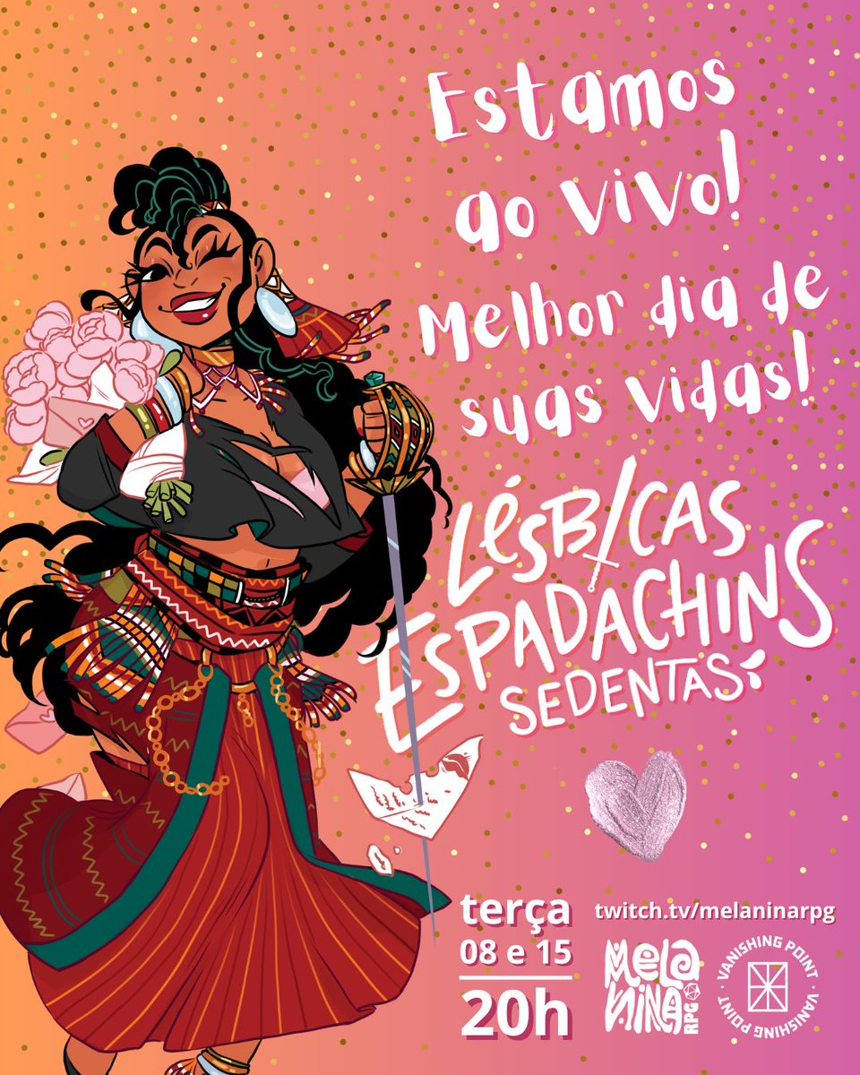 Contador no ar para "Melhor dia de suas vidas" com Lésbicas Espadachins Sedentas! ✨

Corre lá na twitch.tv/melaninarpg!