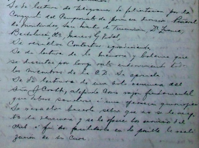 Sesión Ordinaria del día 15 de enero de 1921, donde se hace mención a las felicitaciones de parte de algunos clubes por la obtención del primer campeonato de Primera División de <a href="/RiverPlate/">River Plate</a> 
* Aunque algunos piensen que la historia del club nació en 2014, nacimos antes 😉