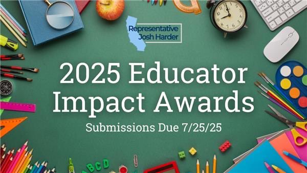 RepJoshHarder's tweet image. THANK A TEACHER: We’re excited to launch the 2025 Educator Impact Awards. Do you know an exceptional teacher? Someone going above and beyond to help our kids? Take 2 mins to nominate them for this incredible award by July 25th!
harder.house.gov/2025-educator-…
