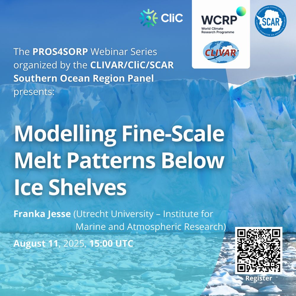SOOSocean's tweet image. 💡Do you know the PROS4SORP webinar series?
Presenting Recent Ocean Science for the @WCRP_CLIVAR /@CliC_WCRP /@SCAR_Tweets Southern Ocean Regional Panel (SORP)
Join the 8th webinar on August 11th at 15.00 UTC
vuw.zoom.us/meeting/regist…
The recording will be available for…