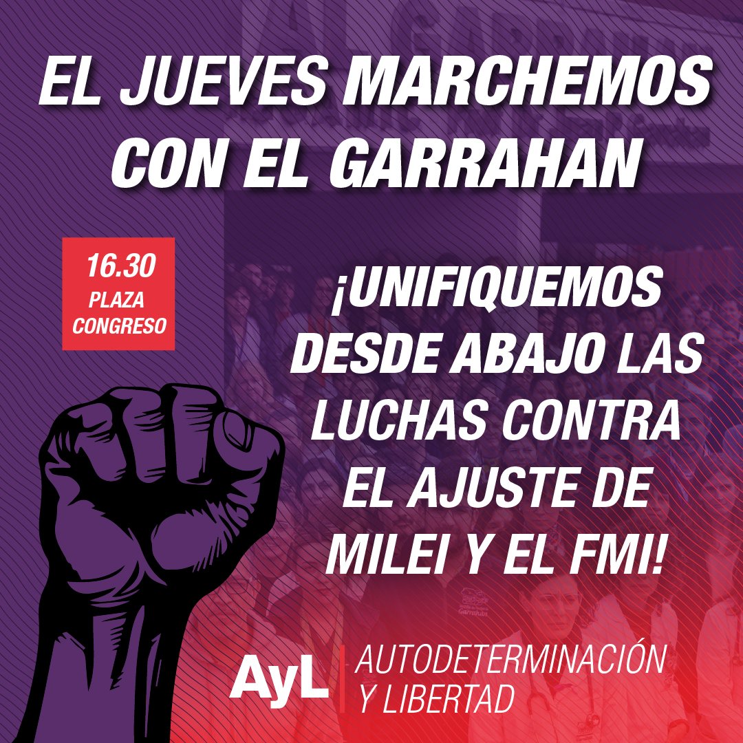 Este jueves marchamos del Congreso a Plaza de Mayo con el Garrahan y con muchos otros sectores en lucha.

¡Unifiquemos desde abajo las luchas contra el ajuste del gobierno y el FMI!