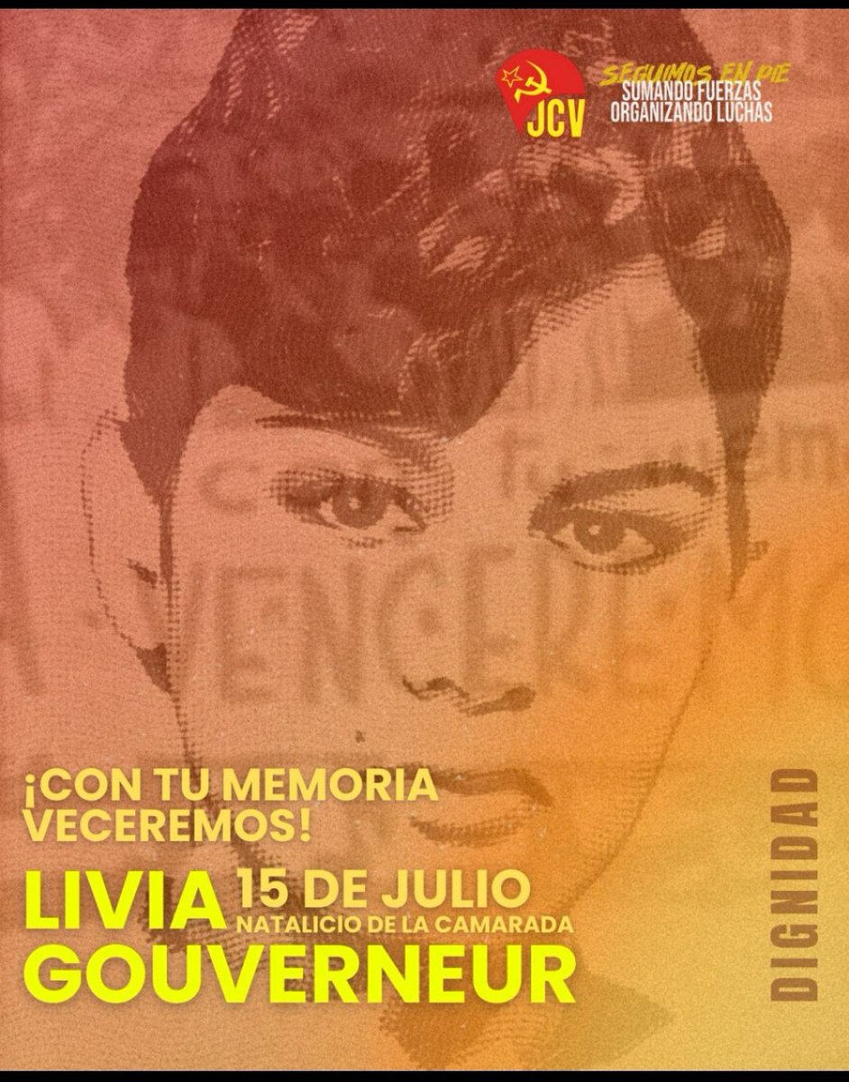 PcvGuacara's tweet photo. 📣 #Efemérides #LiviaGouverneur Nació en #Caracas el 15/07/1941 Estudiante de psicología de la UCV Camarada militante de la Juventud @Jotaceve1947 Comunista del @PCV_Venezuela muere asesinada el 01/11/1961 por el gobierno de Rómulo Betancourt.
💪¡Honor y gloria! #LiviaVive ✊🏼 https://t.co/VjThB6faFb