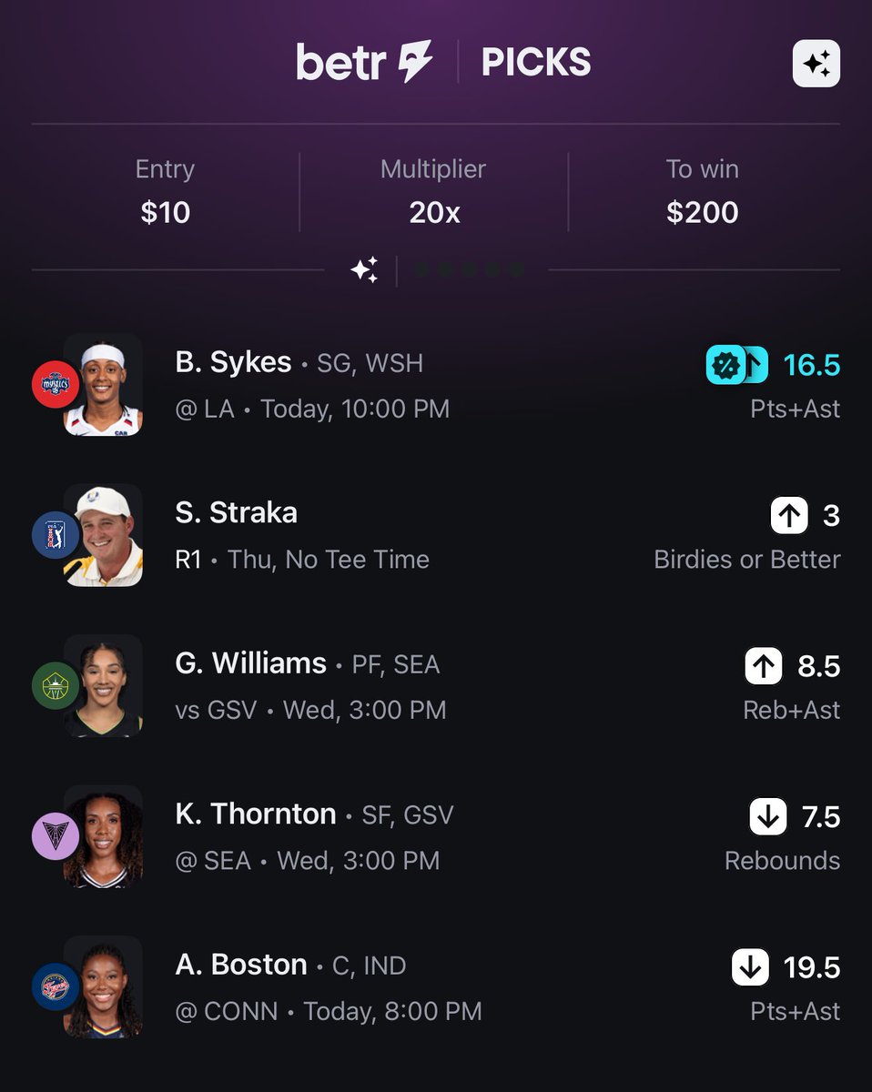 Stats2Stacks's tweet image. Mixed Betr Parlay - 5 Picks ⚡️
Link: l.betr.app/e/ynuu8s7t
Gonna have to wait until Thursday to cash this one. See y’all then!🤝