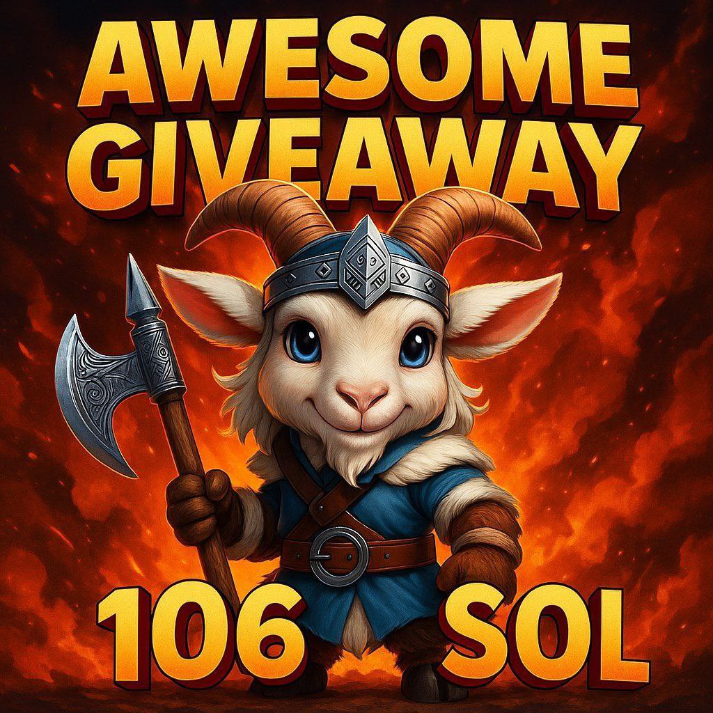 skyinnovator1's tweet photo. @TheDonOfApes That right and we can start here…Just HODL
Ca: DdyoGjgQVT8UV8o7DoyVrBt5AfjrdZr32cfBMvbbPNHM

🚨 HEIDRUN QUADRUPLE GIVEAWAY — UP TO 106 SOL + 1 x NFT! 🚨
The gates of Valhalla are open for the brave... 🛡🔥

https://t.co/uHmx976qmu… https://t.co/mctb7ES8LJ