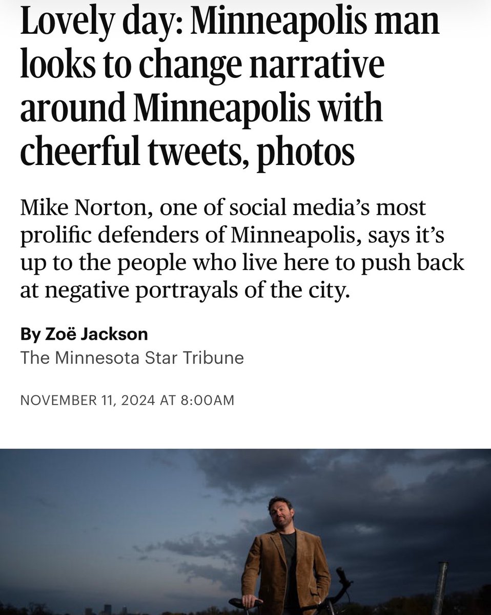 NortonMpls's tweet image. Greetings new followers, if you’re in my replies trying to convince me Minneapolis isn’t lovely then you’re wasting everyone’s time.
If you don’t live here then I don’t really give a shit about your half-baked opinions on what the city is really like. 🫶
startribune.com/lovely-day-min…