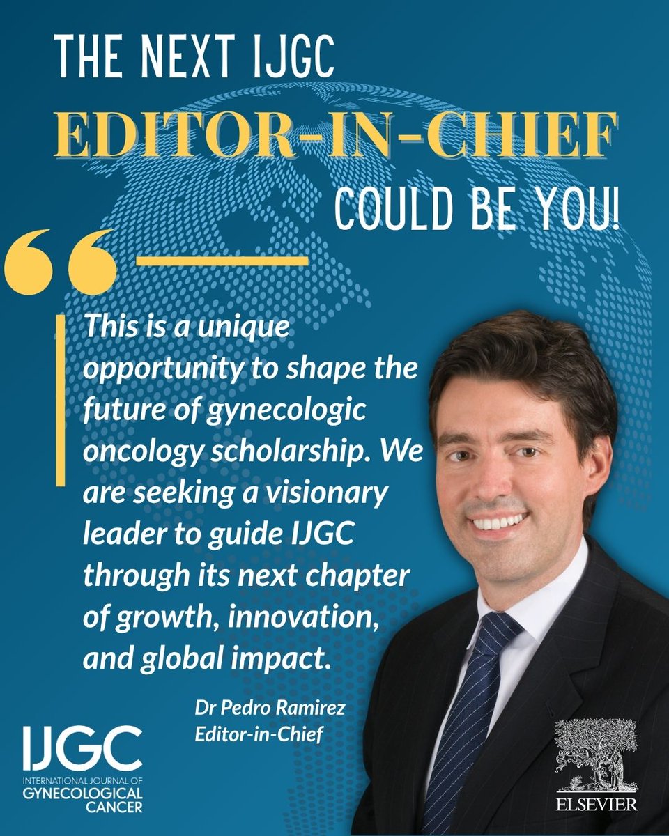 IJGConline's tweet image. The next IJGC Editor-in-Chief could be you!🫵
🔬 Shape the future of #gynecologiconcology
📢 Amplify the journal's global impact
Apply now! bit.ly/3IawupS
@pedroramirezMD @HsuMd @JayrajAarthi @AndreFernandes2 @IGCSociety @ESGO_society @ENYGO_official @OncoAlert…
