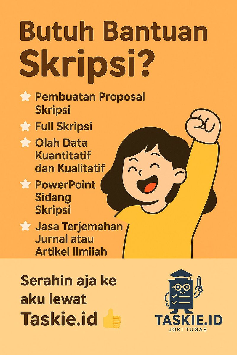 Hallo! joki tugas terpercaya nih...!!!😍🤩
- bikin skripsi, artikel/jurnal, makalah, resume, essay, ppt, dll.
- soal harian UTS/UAS
- jasa ketik
- bikin daftar isi otomatis, pustaka, daftar tabel, gambar, lampiran
- cek turnitin &amp; parafrase
📩☎️ wa.me/6285640412865
#zonauang