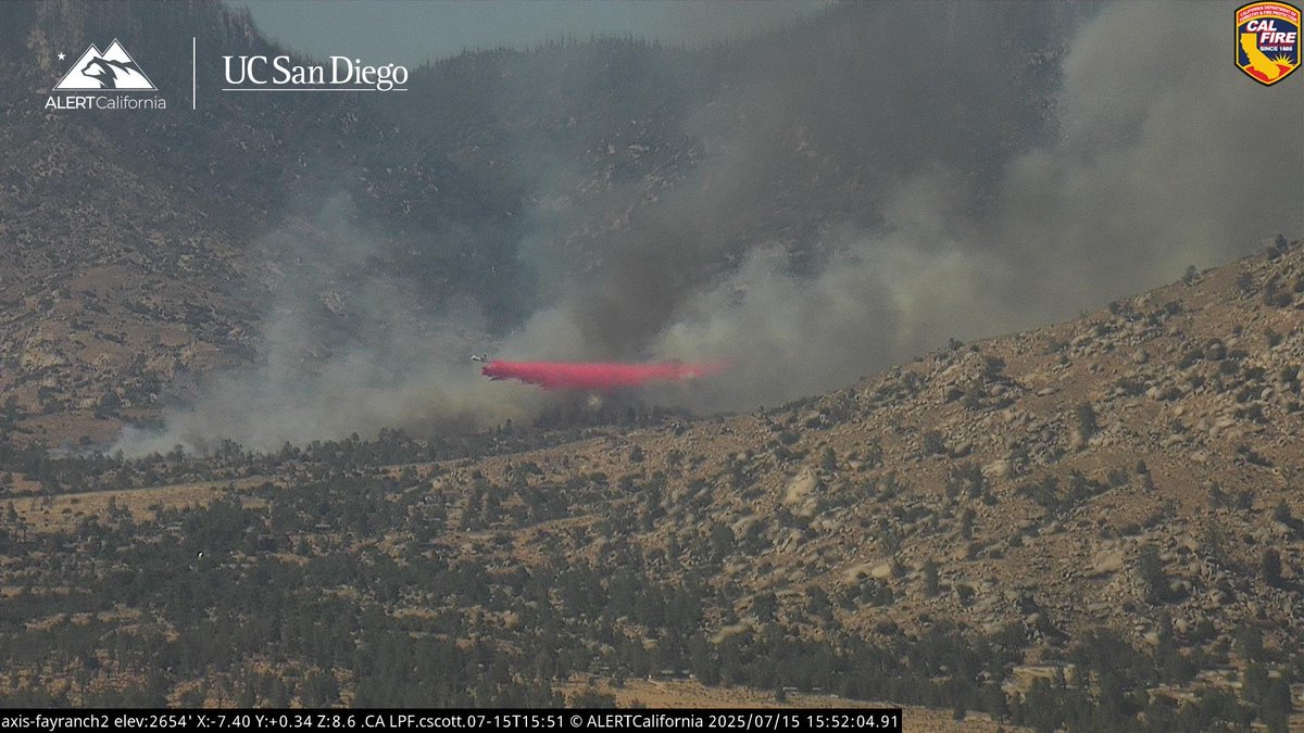engineco16's tweet photo. 15 acres, Moderate rate of spread (MROS) #FayFire in the Fay Creek, Ashley Hot Spring area. #Weldon @kerncountyfire Unified Command with @SequoiaKingsNPS https://t.co/Pe69b3vM8G