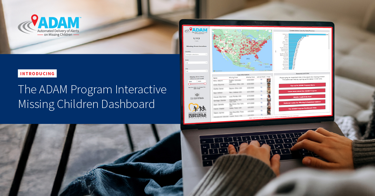 LexisNexisRisk's tweet photo. A powerful new tool designed to help the public easily search geo-targeted areas for missing child alerts sent through the #ADAMProgram. Access the Dashboard and help @NCMEC in the recovery efforts of #missingchildren: https://t.co/hL5HFjtgGo @LexisNexisLE @HaywoodTalcove @cybertrish