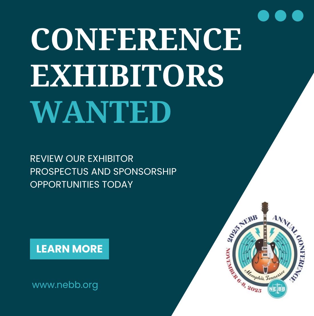 NEBB (@nebb_bldg) on Twitter photo Make meaningful connections in Memphis that drive real results all year long. Showcase your brand at the 2025 NEBB #AnnualConference to:
✅ Connect with decision-makers
✅ Boost visibility
✅ Build real relationships
Learn more: nebb.org/exhibitor-form…
#NEBB2025 #Memphis Make meaningful connections in Memphis that drive real results all year long. Showcase your brand at the 2025 NEBB #AnnualConference to:
✅ Connect with decision-makers
✅ Boost visibility
✅ Build real relationships
Learn more: nebb.org/exhibitor-form…
#NEBB2025 #Memphis
