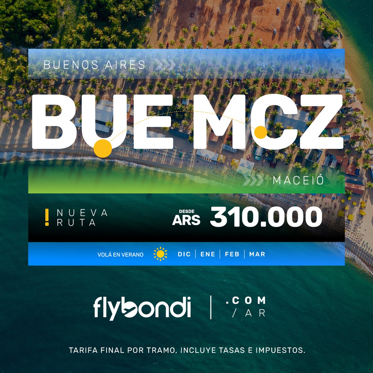 Brasil te espera con arena blanca y caipirinhas🇧🇷💛

Hacé click acá👉🏻  bit.ly/42S7lIL y volá desde Buenos Aires a Maceió o Salvador de Bahía ✈️

#Flybondi #LaLibertadDeVolar