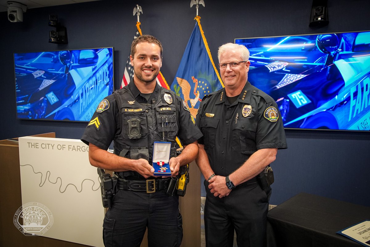 This afternoon, we gathered to recognize true community heroes. 💙

On March 15, 2025, citizens Emily Vaagene and Madilyn Waldal came upon an unresponsive man in the middle of a busy #Fargo intersection. Without hesitation, they jumped out of their cars and began CPR while