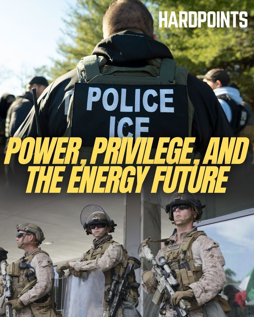 HardPointsPod's tweet image. New episode TOMORROW AT 1PM ET🚨 ICE gets a budget boost. Flood victims get dropped by insurers. Meanwhile, tech bets on speculative fusion.
In this week's episode, we ask:
⚡ Who controls America’s energy future—and at what cost?
🎙️ Hosted by Mike Smith & Neal Rickner.