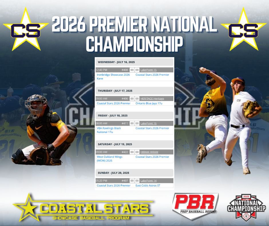 TheCoastalStars's tweet image. ‼️COLLEGE COACHES‼️
The Coastal Stars 2026 Premier team will be playing at PBR National Championship in Emerson, Ga!!
Lots of talent on this squad with multiple guys receiving looks from great programs!!
DM us for info or come watch and get info on our guys🔥