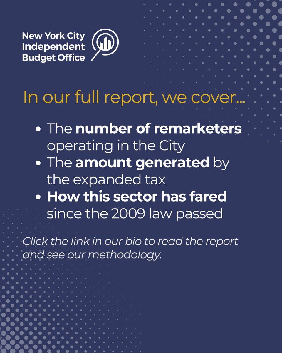 nycibo's tweet image. If you've ever booked a hotel through a third-party travel website, you've interacted with a hotel remarketer.
IBO reviewed 11 years of tax liability data following the expansion of the Hotel Occupancy Tax to include hotel remarketer fees. Read it here! on.nyc.gov/466dO4N