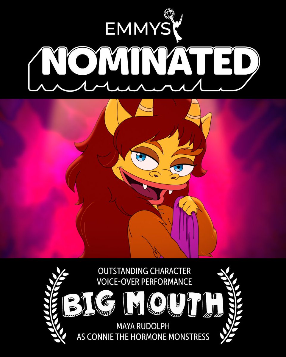 TitmouseInc's tweet image. Congratulations to @MayaRudolph on her SIXTH consecutive #Emmy nomination for Outstanding Character Voice-Over Performance in @bigmouth. She is now officially the most nominated woman in the Emmy's voice-over category. CONNIE IS QUEEN 👑
#EmmyAwards #emmynominee #MayaRudolph…