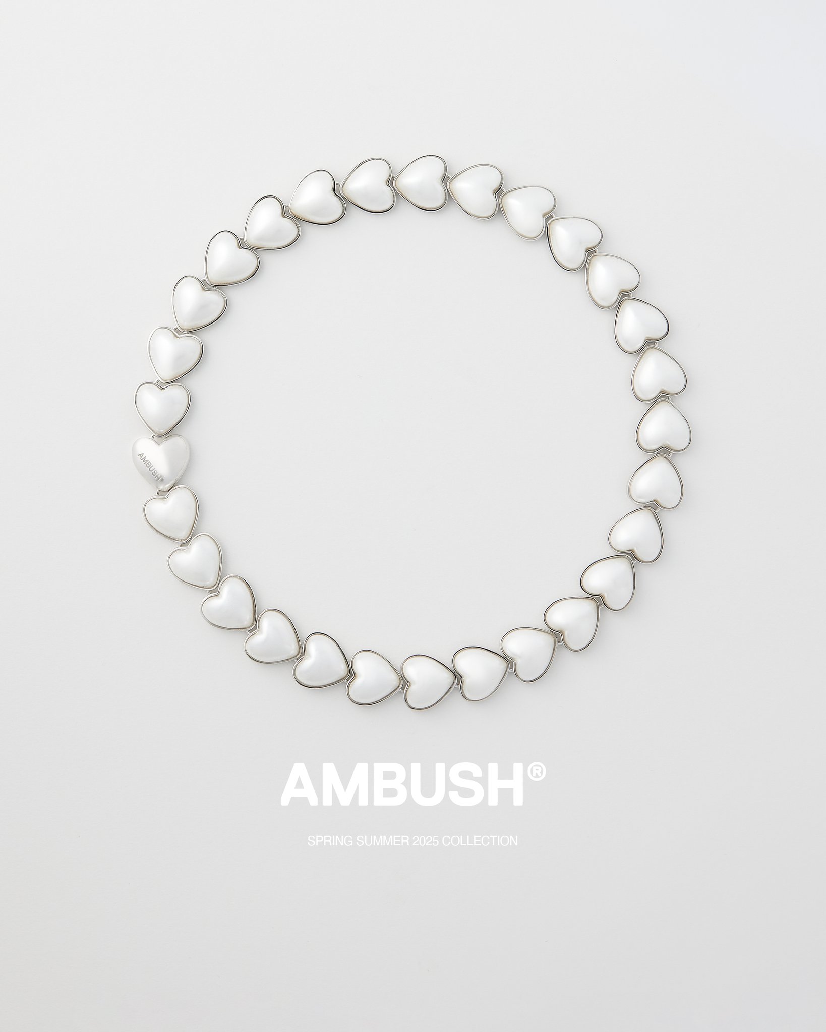 【関税込み】Ambush シルバー Pearl Heart Charm ネックレス AMBUSH ネックレス 「AMBUSH/アンブッシュ」HEART CLASS RING