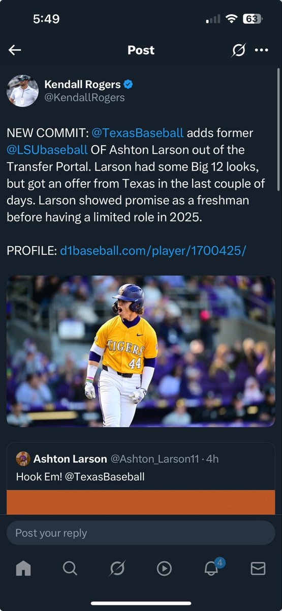 Congrats <a href="/Ashton_Larson11/">Ashton Larson</a> !!  Good luck in Austin. 
<a href="/GoAquinasSaints/">GoAquinasSaints</a> 
<a href="/TexasBaseball/">Texas Baseball</a>