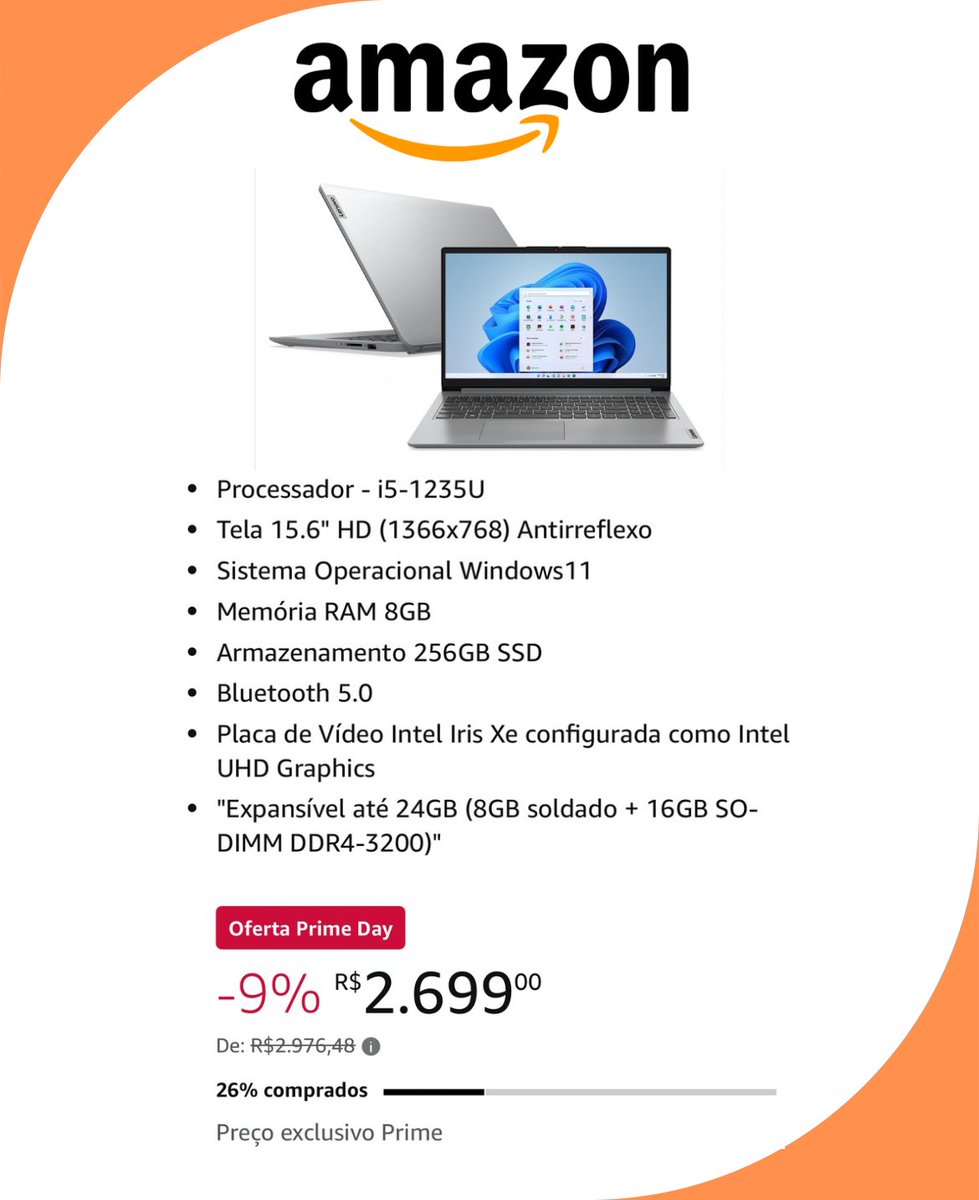PlayNG_2025's tweet image. 💻 Lenovo IdeaPad 1i com Intel i5-1235U, 8GB RAM, SSD 256GB e tela de 15.6”.
Rápido, leve e pronto pro dia a dia com Windows 11 e teclado numérico. Ideal pra estudos, trabalho e entretenimento! 🎧✨

➡️ amzn.to/456p6Fa

#Lenovo #Windows11 #PromoçãoTech #CustoBenefício