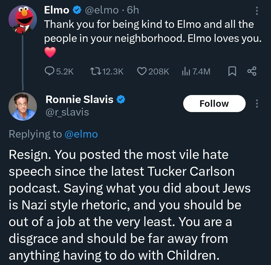 Demanding Elmo's resignation from Sesame Street.