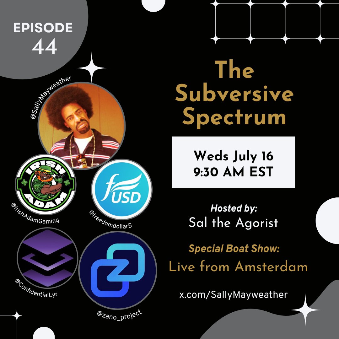 How to LIVE FREE in an unfree world? ⛵️

Don’t miss this special MORNING livestream!  We’ll be cruising a boat in Amsterdam with some of the most badass crypto pioneers in the game. 

Join us to hear from top privacy &amp; fintech leaders as we discuss everything under the sun 🌅