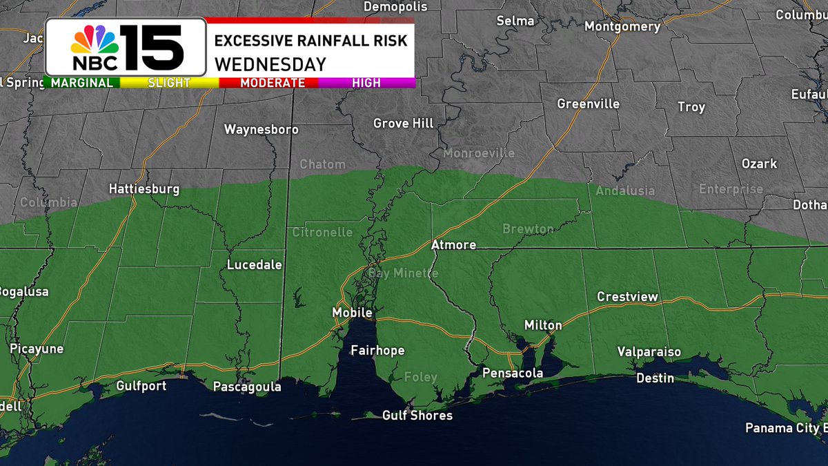 Kelly Foster (@kelly_wpmi) on Twitter photo Tomorrow bring more heat, but as tropical moisture increases, so will our rain chances. There will be a marginal risk of excessive rainfall that could lead to flash flooding for the southern 2/3rds of our area. <a href="/mynbc15/">NBC 15 News</a>
mynbc15.com/weather Tomorrow bring more heat, but as tropical moisture increases, so will our rain chances. There will be a marginal risk of excessive rainfall that could lead to flash flooding for the southern 2/3rds of our area. <a href="/mynbc15/">NBC 15 News</a>
mynbc15.com/weather