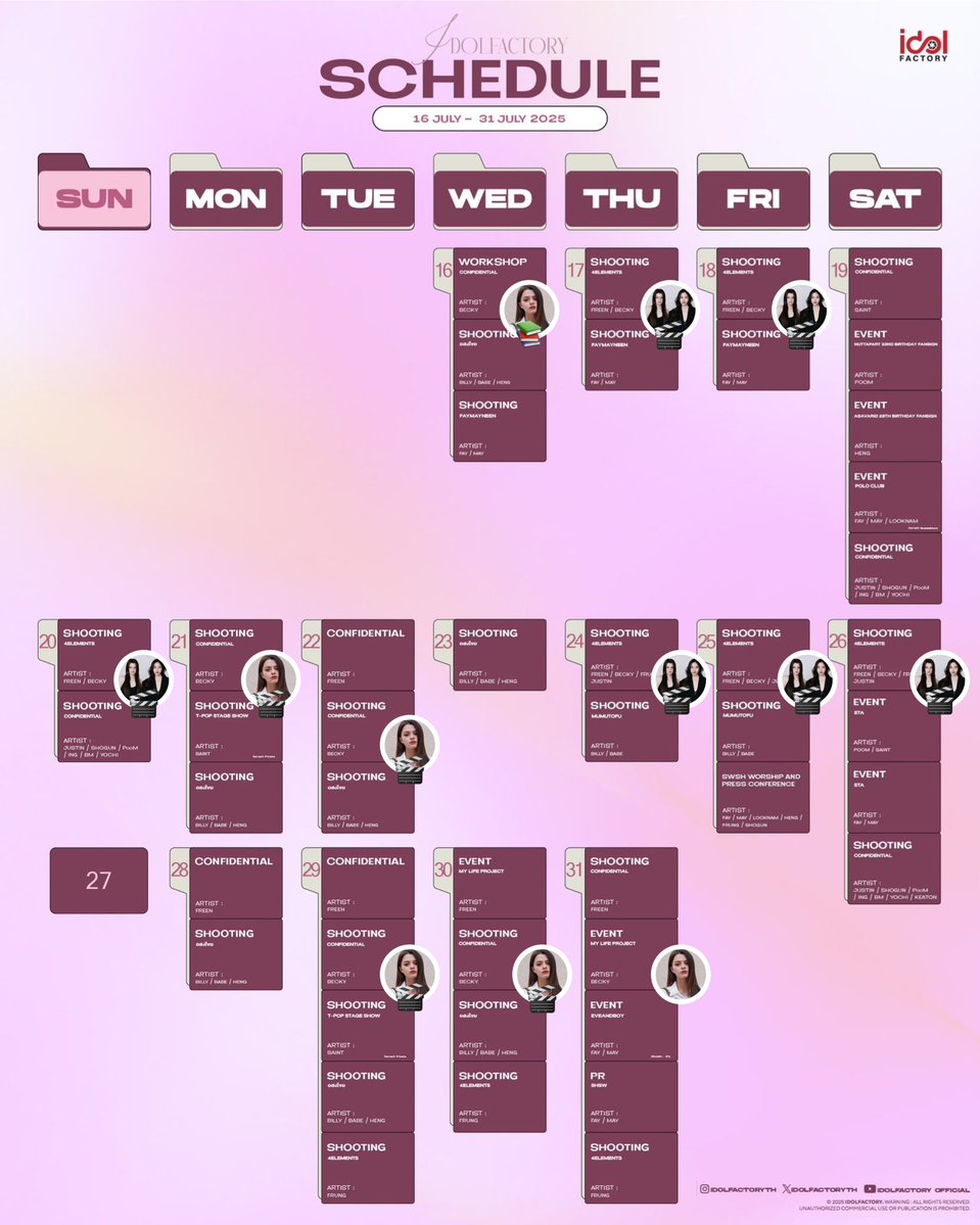 BeckysBW_CN's tweet image. #beckysangels‌ | #BeckyArmstrong 
📅 Becky’s Schedule | 16–31 July 2025
🔒16/7 — WORKSHOP CONFIDENTIAL
👸17/7 — SHOOTING 4ELEMENTS (FB)
👸18/7 — SHOOTING 4ELEMENTS (FB)
👸20/7 — SHOOTING 4ELEMENTS (FB)
🔒21/7 — SHOOTING CONFIDENTIAL
🔒22/7 — SHOOTING CONFIDENTIAL
👸24/7 —…