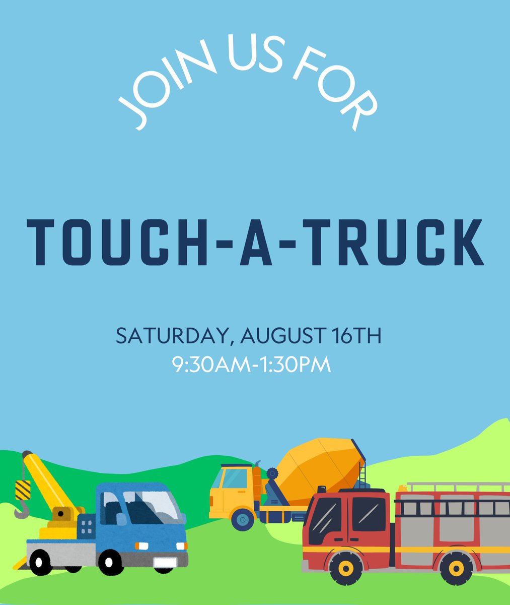 ONE MONTH FROM TODAY we will be turning our parking lot into a Touch-A-Truck extravaganza! Bring the whole family for an exciting and educational day where kiddos can learn about the important jobs behind their favorite big-rigs, climb aboard, and even honk the horn!