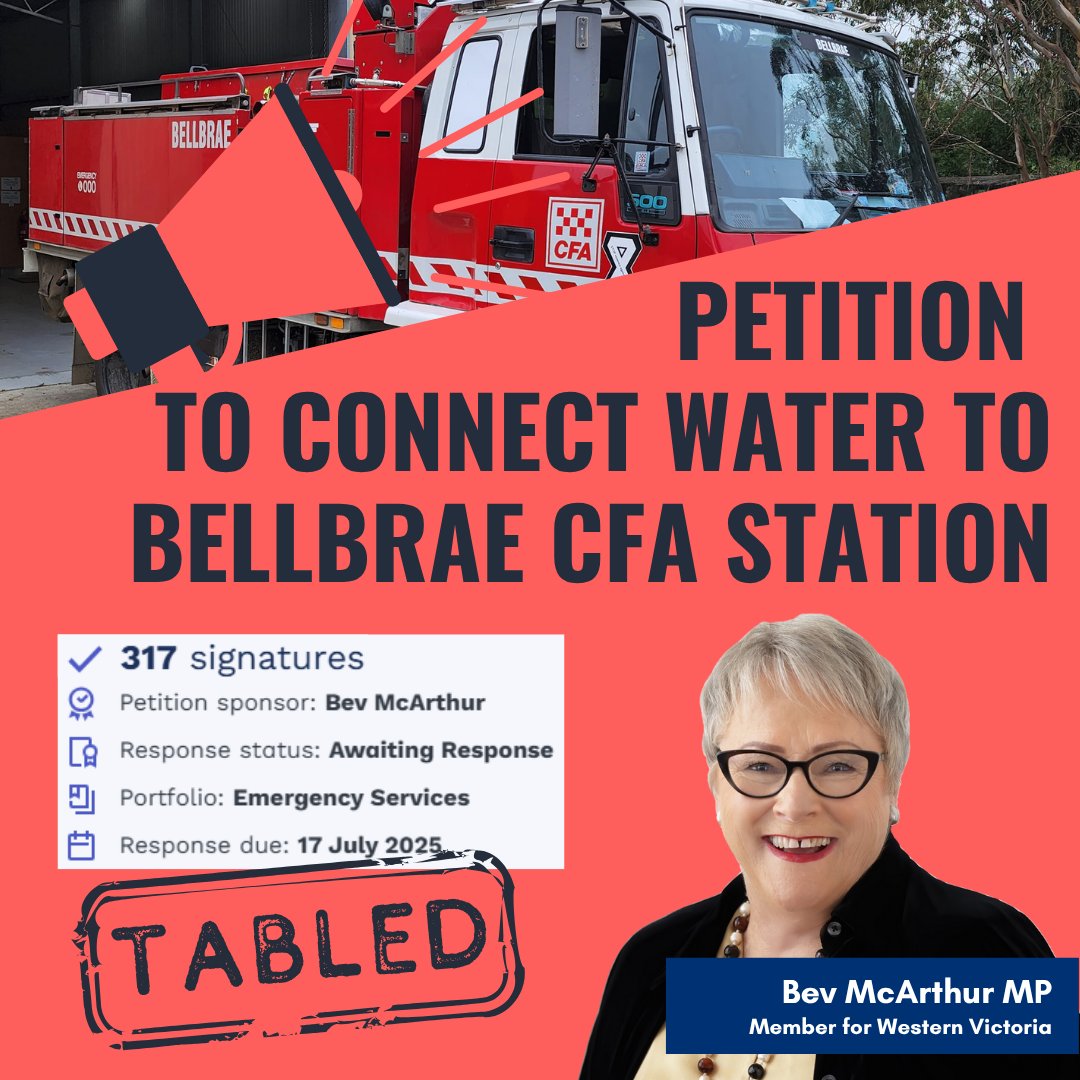 BevMcArthurMP's tweet image. 🚒 A fire station without water? That’s the shocking reality at Bellbrae CFA station. Last sitting week, I tabled a petition calling on the Allan Government to connect mains water to the station, just 200m from fully serviced sites like the school and oval. Presently, Bellbrae's…