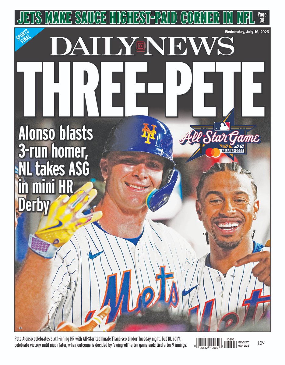 BackPageGuyNYDN's tweet image. Here's our @nydnsports back page. @Mets #petealonso @AllStarGame