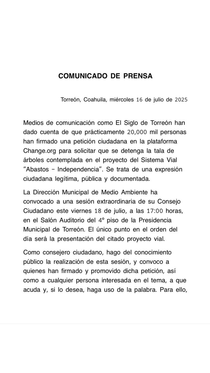 _TORRESBERNAL's tweet photo. Sobre la tala de árboles en Torreón…esto te interesa. https://t.co/vjVCcS6Am8