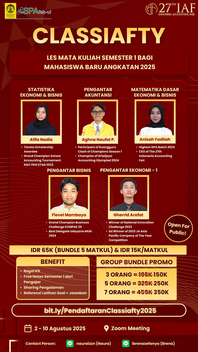 sesaamesyrup's tweet photo. @phjrjw haii! congrats yaa berhasil jd maba akun😍😍 sebelumnya kenalin aku keisha dari akuntansi UI, kebetulan nihh kita lagi buka les buat para maba bisa nyicil materi semester 1 nyaa🫰🏻🫰🏻 namanya classiafty yaa, pengajarnya ada ka aghna COC, tanoto scholarship awardee, dll. hmu yaa!! https://t.co/FNQYD9imli