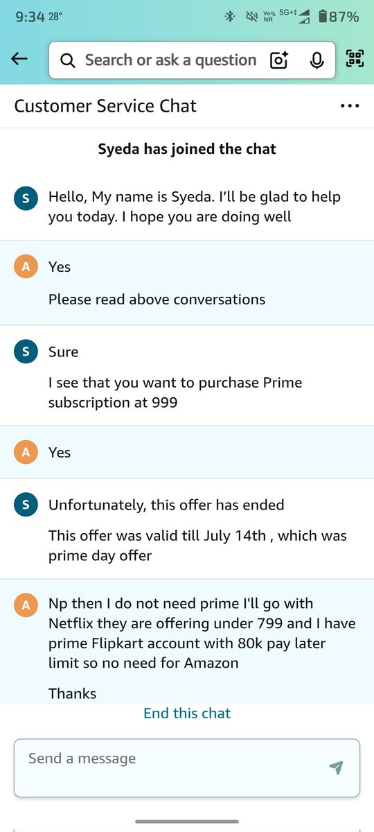 Coderbot04's tweet image. Amazon prime agents they are denying 999 prime plan re subscription.
My account expired in 15th July if I would purchased on 14 then my 1 day will be lost,
I just need prime shopping music and video with 2 minimum device connectivity
@PrimeVideoIN @amazonIN @amazon @AmazonHelp
