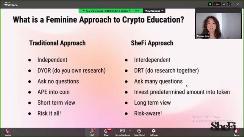 ontech09's tweet image. Day 1 of @shefiorg kicked off with affirmations & sisterhood vibes
In “Becoming a Blockchain Baddie” with Maggie Love @maggielove_ we covered:
– Transparent, secure distributed ledger
– Web3 & true data ownership
– Fungible tokens vs NFTs
– DeFi & real-world dApps
#Blockchain