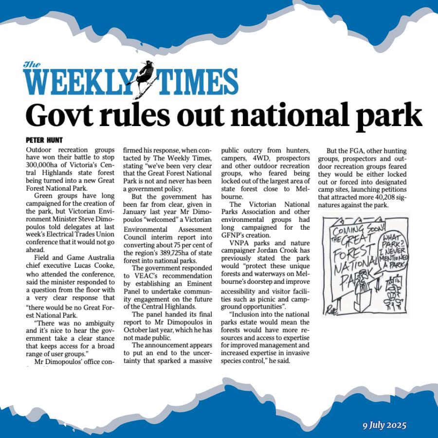 BevMcArthurMP's tweet image. ⛺️ Finally, a win for outdoor recreation in Victoria. After months of uncertainty, the Minister for Environment has confirmed that the Central Highlands state forest will not become the Great Forest National Park. As a result, Victorians will continue to be able to freely enter…
