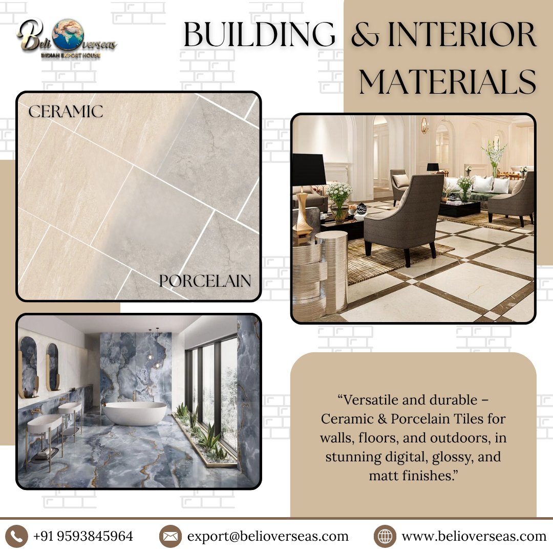 BeliOverseas's tweet photo. Supplying world-class Building &amp; Interior Materials – from Ceramic and Porcelain Tiles to Wall, Floor, and Outdoor Heavy-Duty Tiles in Digital, Glossy, and Matt finishes – designed for quality, style, and durability.
#TileExporter #CeramicTiles #PorcelainTiles https://t.co/I9cu4dQLin
