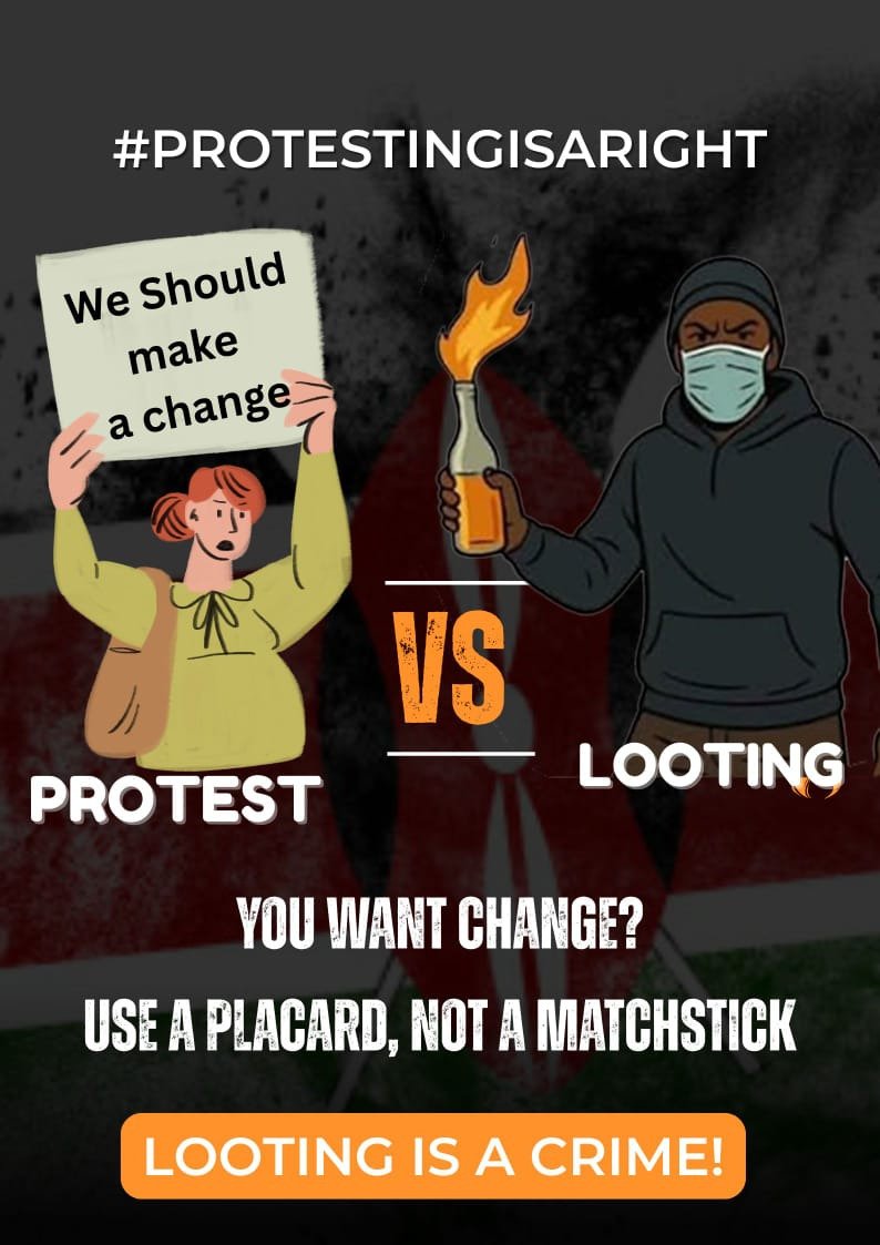 KenyaWeWant_'s tweet photo. Change doesn't come through looting and burning down property, it comes trough peaceful protests.#ProtestingIsARight Looting is a Crime.
Alicia Kanini Zakaria Kariuki Ndindi Nyoro Salt Maraga Wambui Isak HELB #MpsVisitingDay https://t.co/t2yVWOUF0e