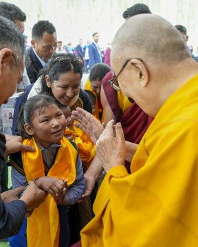 After granting an audience at his residence to over 200 devotees from nine countries including elderly Tibetans and children with special needs HH Dalai Lama offered his prayers and extended heartfelt good wishes to all, at Shiwatsel, Leh, Ladakh, India, on Jul 15. #DalaiLama90